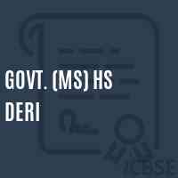 Govt. (Ms) Hs Deri Middle School Logo
