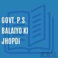 Govt. P.S. Balaiyo Ki Jhopdi Primary School Logo