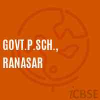 Govt.P.Sch., Ranasar Primary School Logo
