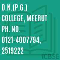 D.N.(P.G.) College, Meerut Ph. No. 0121-4007794, 2519222 Logo