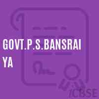 Govt.P.S.Bansraiya Primary School Logo