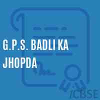 G.P.S. Badli Ka Jhopda Primary School Logo