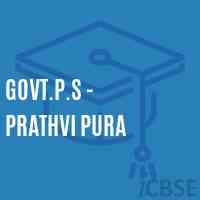 Govt.P.S - Prathvi Pura Primary School Logo
