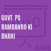 Govt. Ps Ramdanro Ki Dhani Primary School Logo
