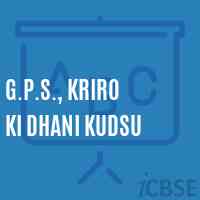 G.P.S., Kriro Ki Dhani Kudsu Primary School Logo