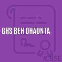 Ghs Beh Dhaunta Secondary School Logo