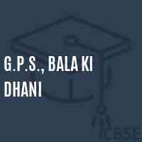 G.P.S., Bala Ki Dhani Primary School Logo