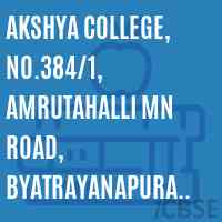 Akshya College, No.384/1, Amrutahalli Mn Road, Byatrayanapura CMC, Bangalore-32 Logo