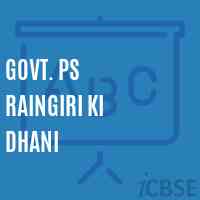 Govt. Ps Raingiri Ki Dhani Primary School Logo