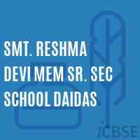 Smt. Reshma Devi Mem Sr. Sec School Daidas Logo