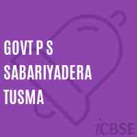 Govt P S Sabariyadera Tusma Primary School Logo