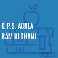 G.P.S. Achla Ram Ki Dhani Primary School Logo