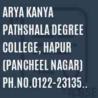 Arya Kanya Pathshala Degree College, Hapur (Pancheel Nagar) Ph.No.0122-2313564 Logo