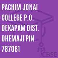 Pachim Jonai College P.O. Dekapam Dist. Dhemaji Pin. 787061 Logo