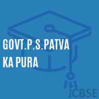 Govt.P.S.Patva Ka Pura Primary School Logo