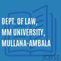 Dept. of Law, MM University, Mullana-Ambala Logo