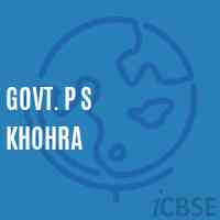 Govt. P S Khohra Primary School Logo
