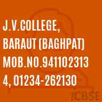 J.V.College, Baraut (Baghpat) Mob.No.9411023134, 01234-262130 Logo