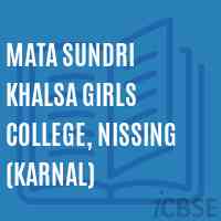 Mata Sundri Khalsa Girls College, Nissing (Karnal) Logo
