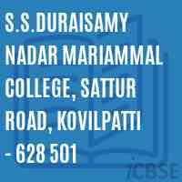 S.S.Duraisamy Nadar Mariammal College, Sattur Road, Kovilpatti - 628 501 Logo