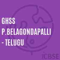 Ghss P.Belagondapalli - Telugu High School Logo