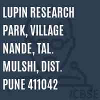 Lupin Research Park, Village Nande, Tal. Mulshi, Dist. Pune 411042 College Logo