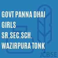 Govt Panna Dhai Girls Sr.Sec.Sch. Wazirpura Tonk High School Logo
