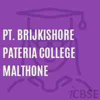 Pt. BrijKishore Pateria College Malthone Logo
